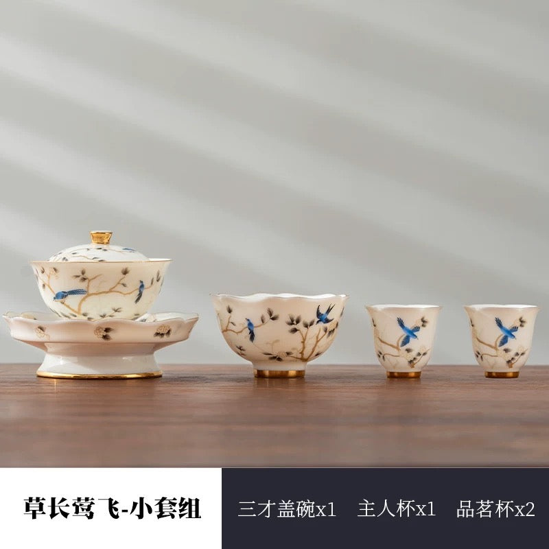 Gaiwan set, host teacup and two cups