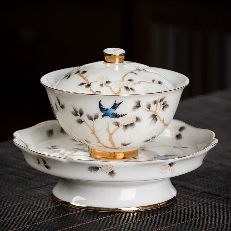 Gaiwan set, host teacup and two cups